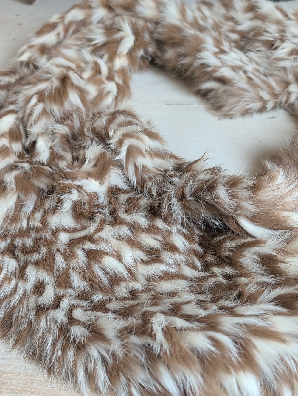 Pologeorgis Faux Fur Scarf in Brown and Cream